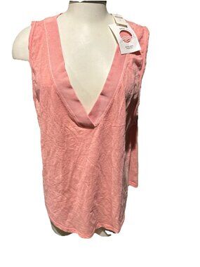 Antropologie Daily Practice Orange Peach V-Neck Tank Top Size XL Woman’s New
